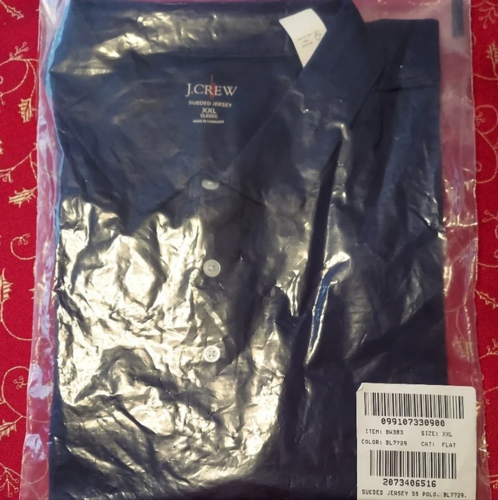 J.Crew Sueded Jersey Cotton Polo Shirt - Classic Fit XXL 46-48 Grey OR Navy BNWT